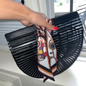 Wooden purse with scarf